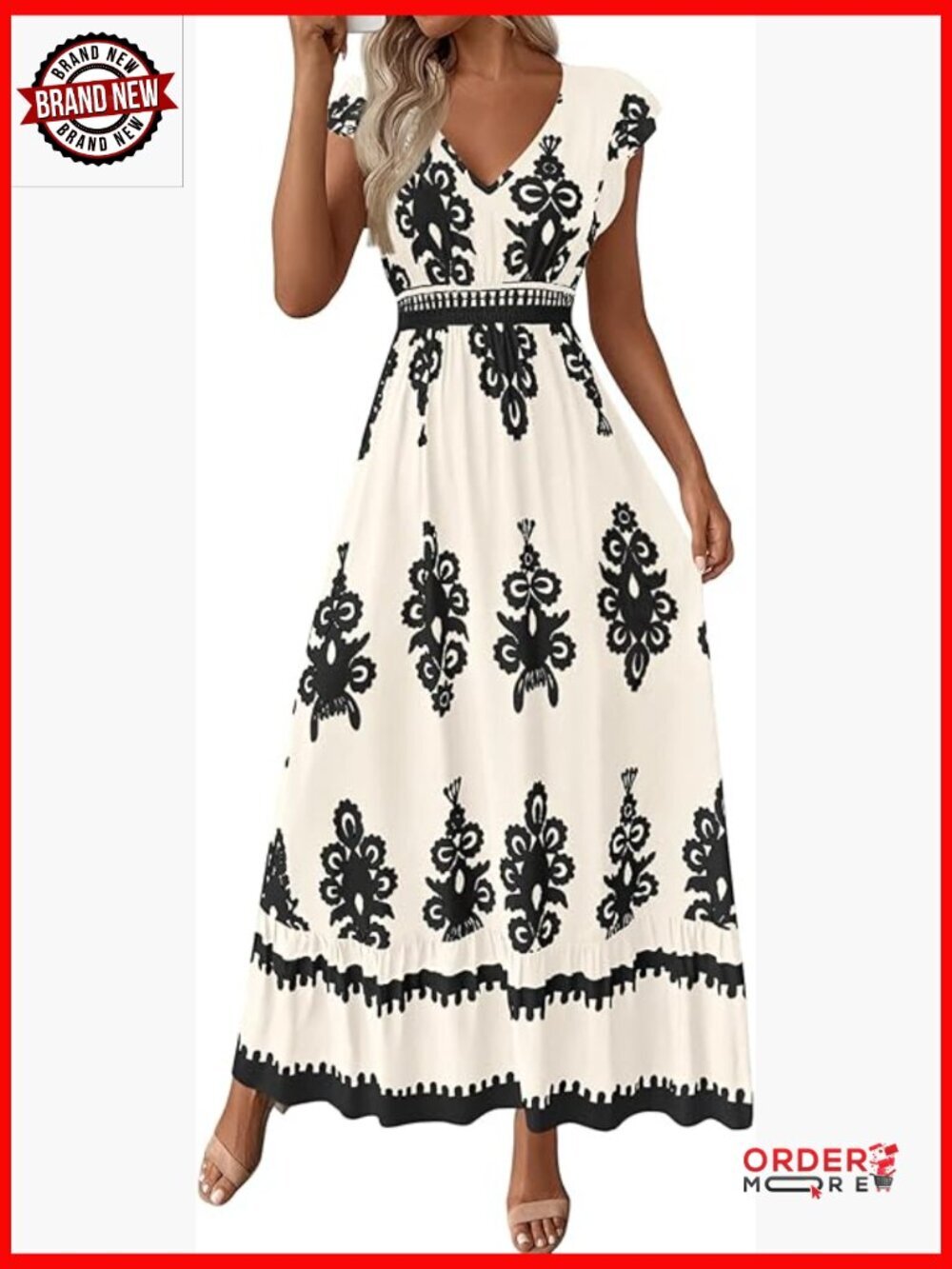 Floral Boho Maxi Dress with Pockets V Neck Short Sleeve